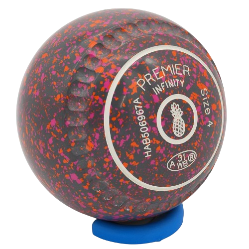 Premier Infinity Size 4 Crimson-Orange Gripped - Made exclusively by Taylor Bowls - Pineapple Logo