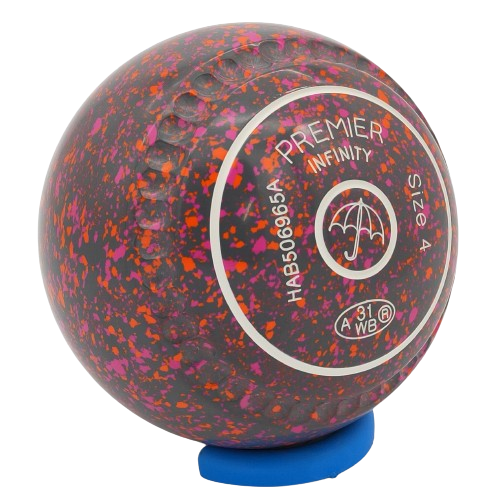 Premier Infinity Size 4 Crimson-Orange Gripped - Made exclusively by Taylor Bowls - Umbrella Logo