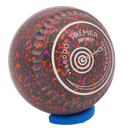 Premier Infinity Size 4 Crimson-Orange Gripped - Made exclusively by Greenmaster Bowls Scotland - Target Logo
